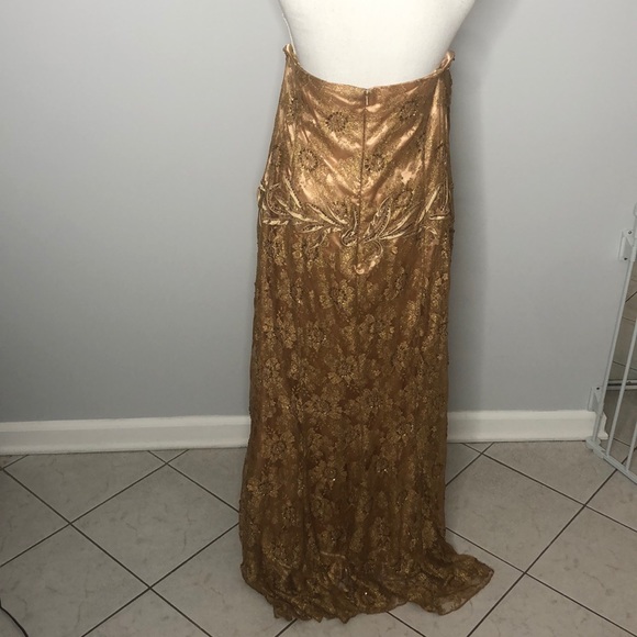 May Queen gold beaded evening gown - Picture 4 of 8